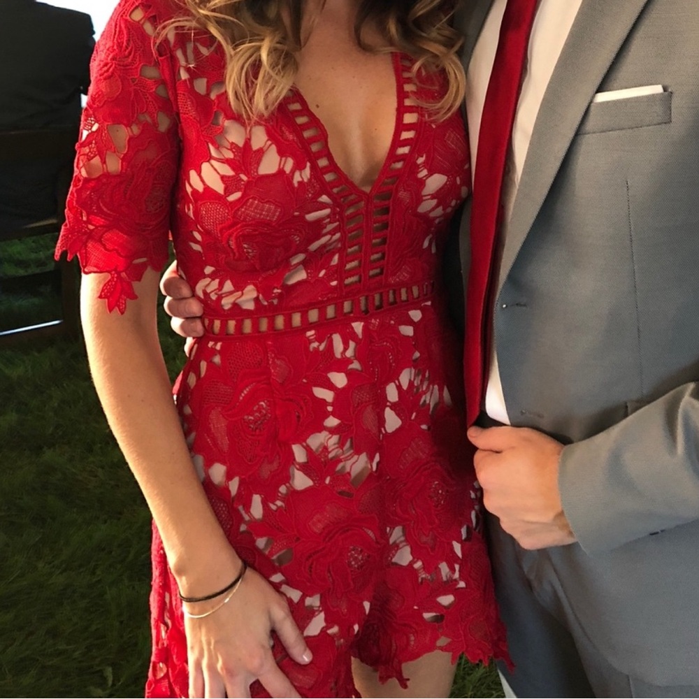 Elegant Red Lace Dress